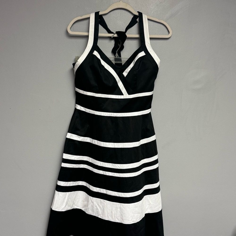 Chic Black and White Halter Dress - Picture 2 of 5